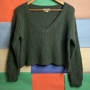 TNA Green V-Neck Sweater